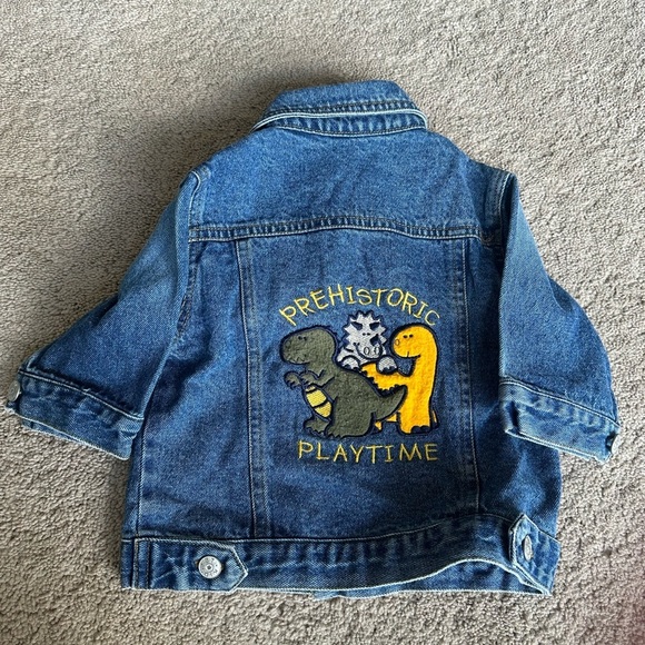 Boys infant embroidered dinosaur Jean jacket 6-9 mths - Picture 4 of 4